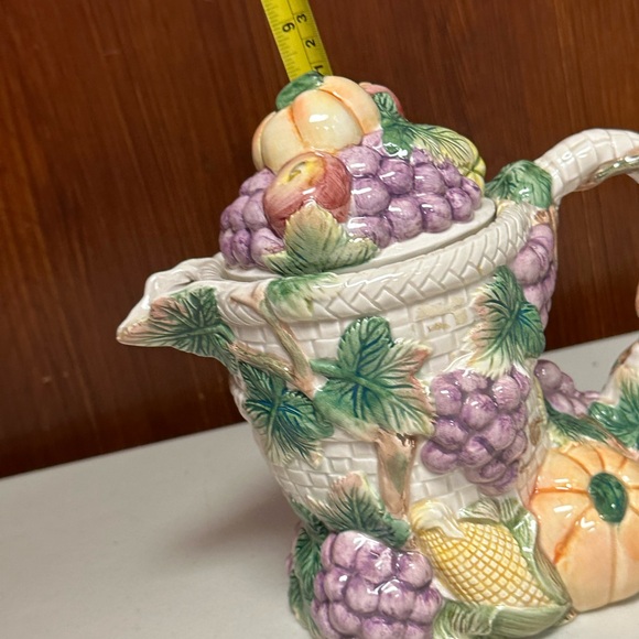 Vintage Fitz and Floyd Omnibus Embossed Autumn Harvest Tea pot - Picture 8 of 16